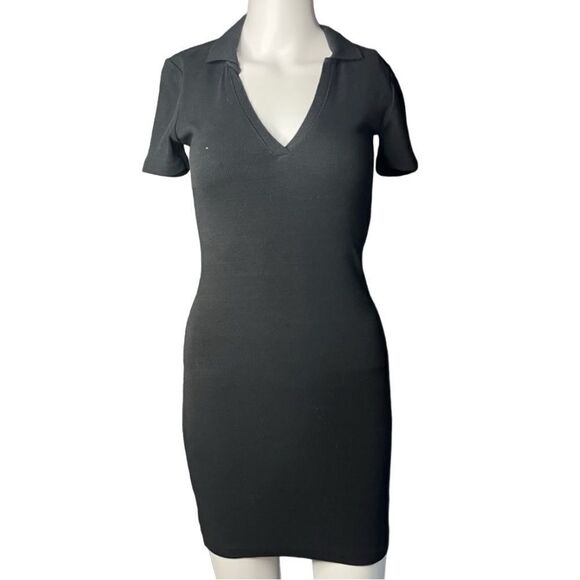 Zara Collared Short sleeve Mini Dress Black Size Small - Picture 1 of 3